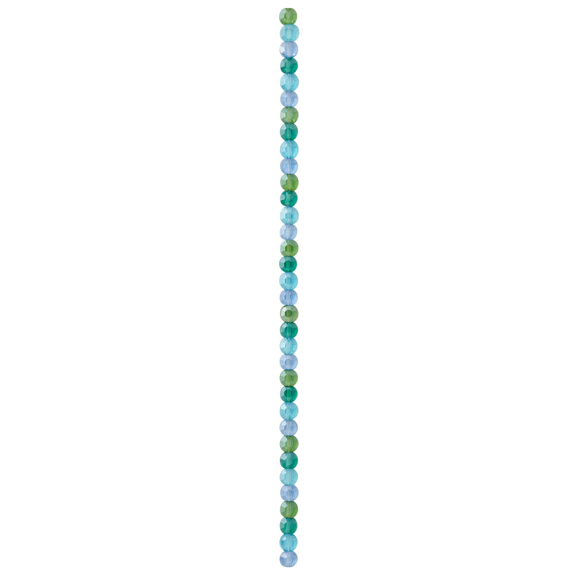 Aqua Mix Lentil Glass Beads, 6mm by Bead Landing™